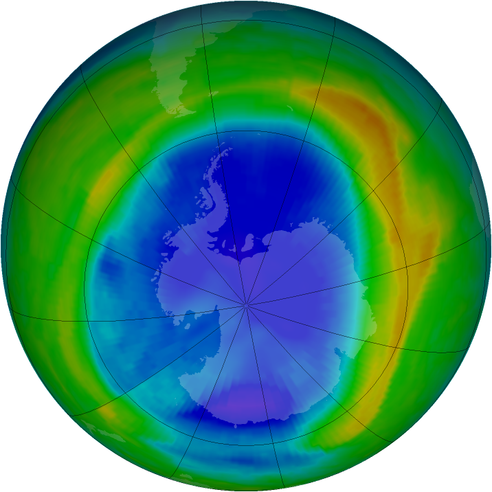 Antarctic ozone map for 03 September 1997